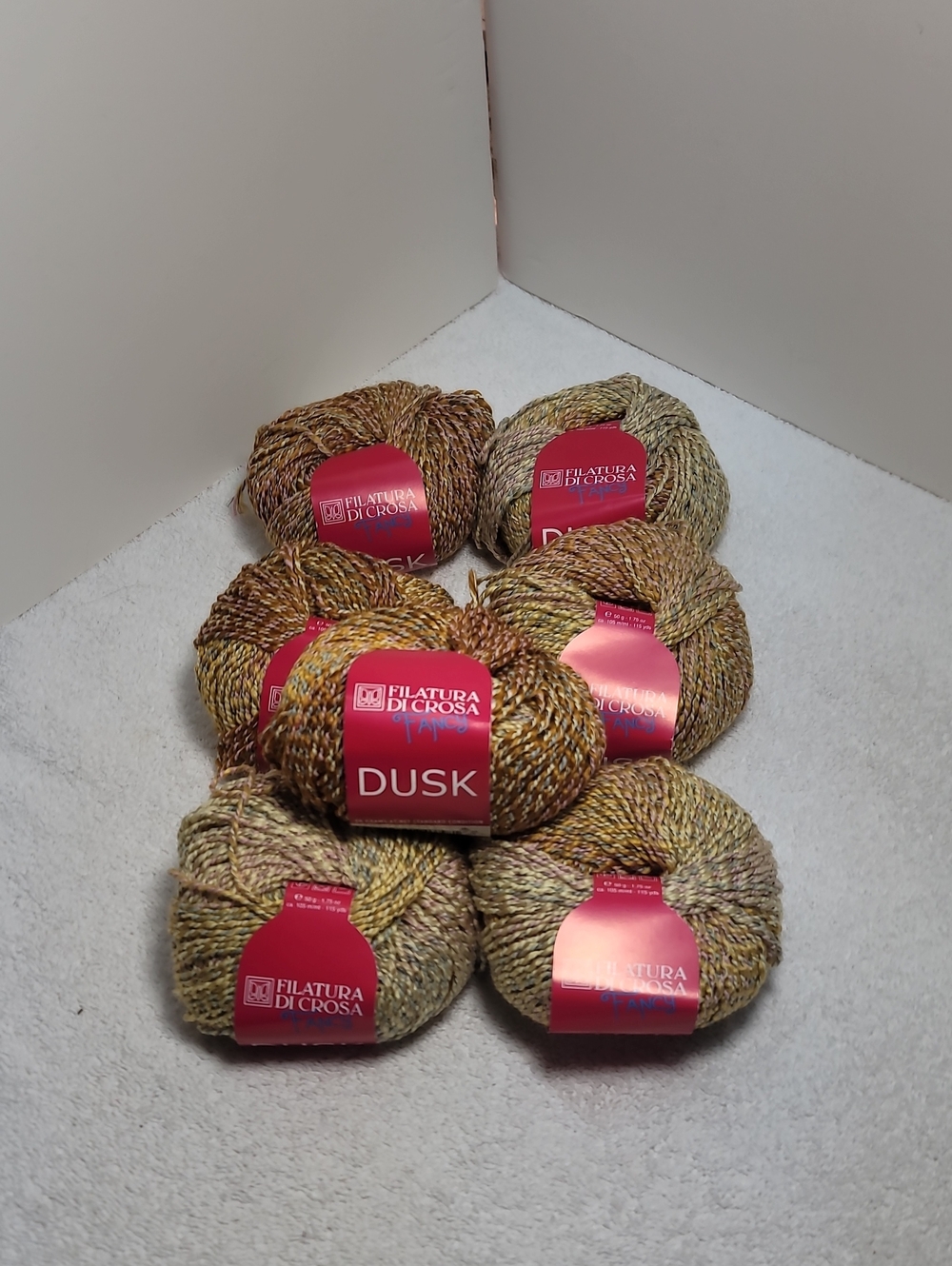 Filatura Di Crosa Dusk Tweed Yarn - Golden Brown Multi - 7 Balls NWT